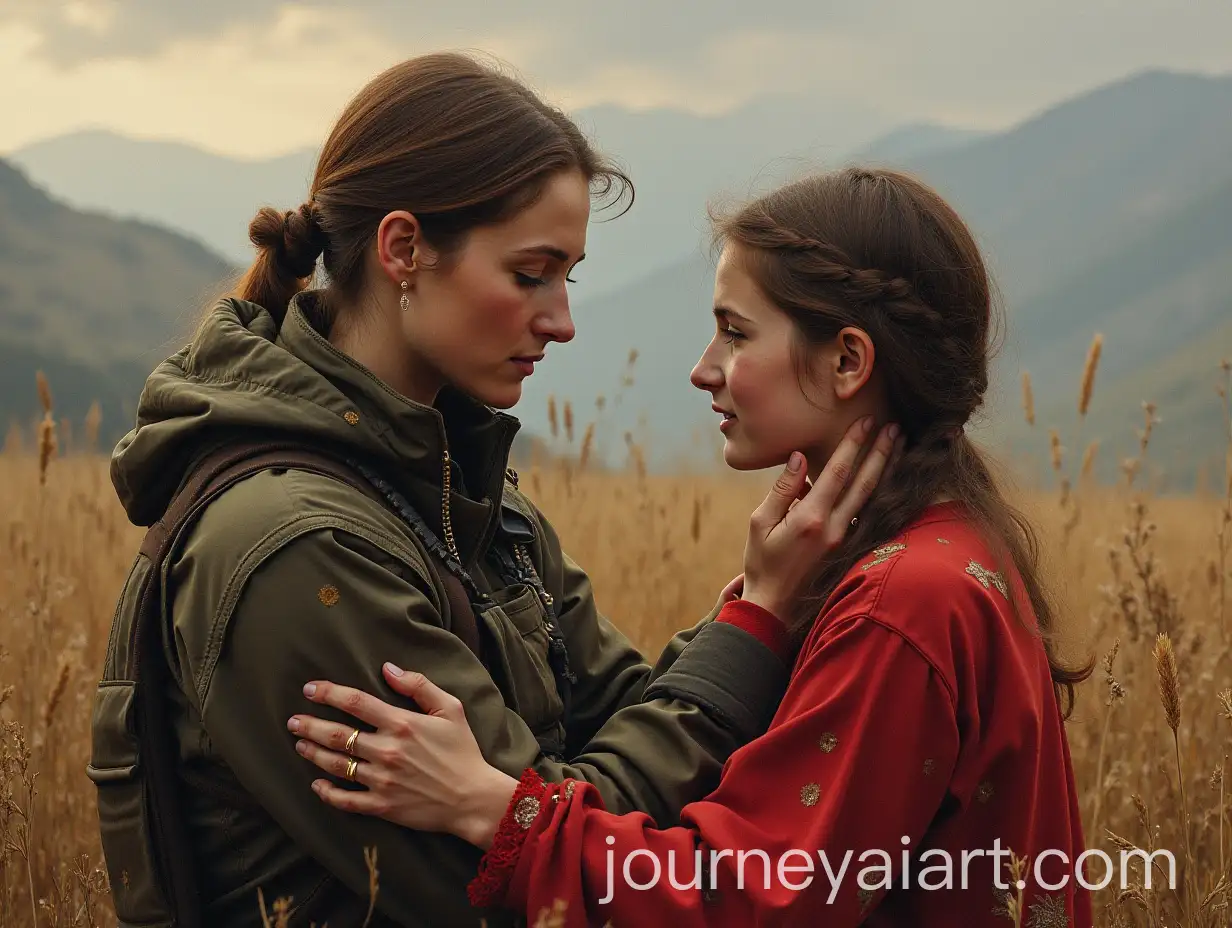 Serbian-Girl-from-Kosovo-Offering-Water-to-Wounded-Warrior-in-Traditional-Style