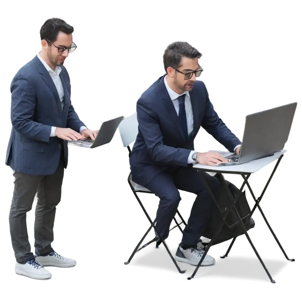 Three-Men-in-Glasses-Working-on-Computers-PNG-Image-for-Collaborative-Workspace