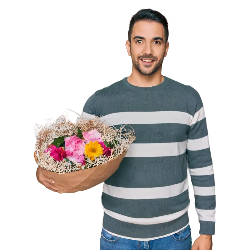 A man holding a flower