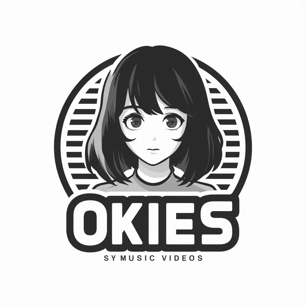 a vector logo design,with the text "OkiES", main symbol:anime girl,complex,be used in Anime music videos industry,clear background