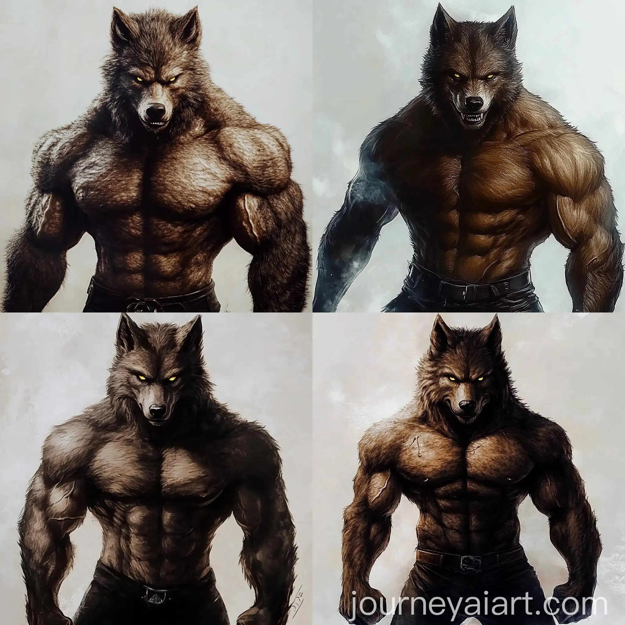 Intense-Werewolf-Portrait-in-Dark-Brown-with-Yellow-Eyes