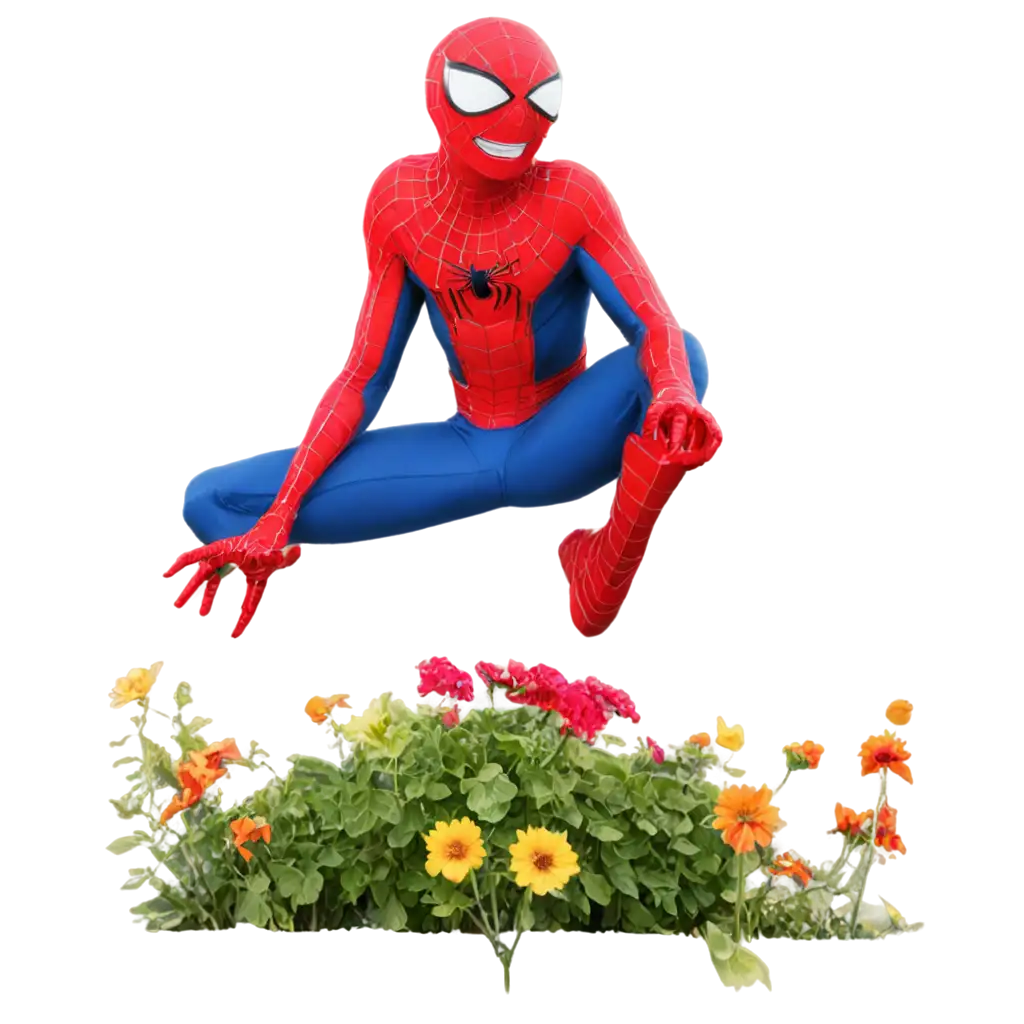 Laughing-SpiderMan-and-Girlfriend-in-Cute-Garden-Captivating-PNG-Image