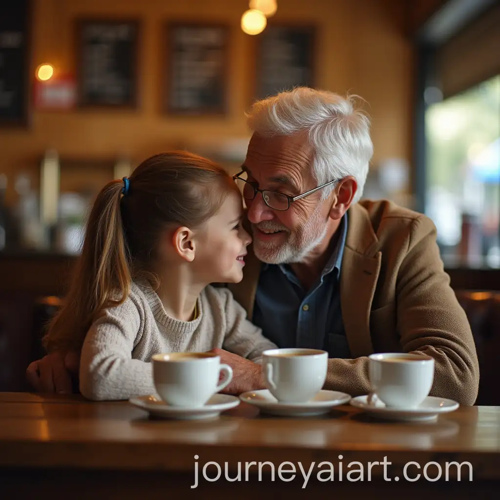 Granddaughter-and-Grandfather-Sharing-Beautiful-Memories-in-a-Coffee-Shop