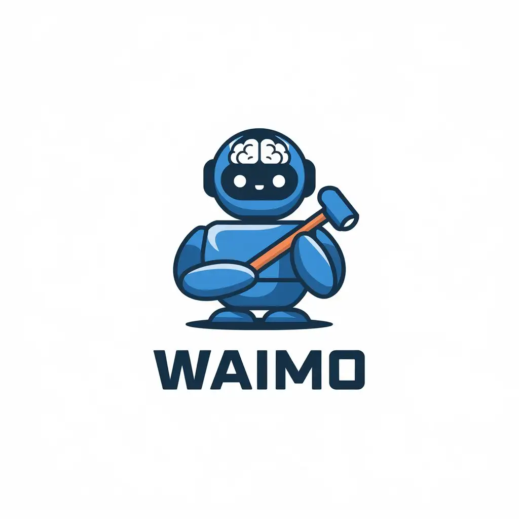 a vector logo design,with the text "WAIMO", main symbol:AI robot,Moderate,be used in Technology industry,clear background