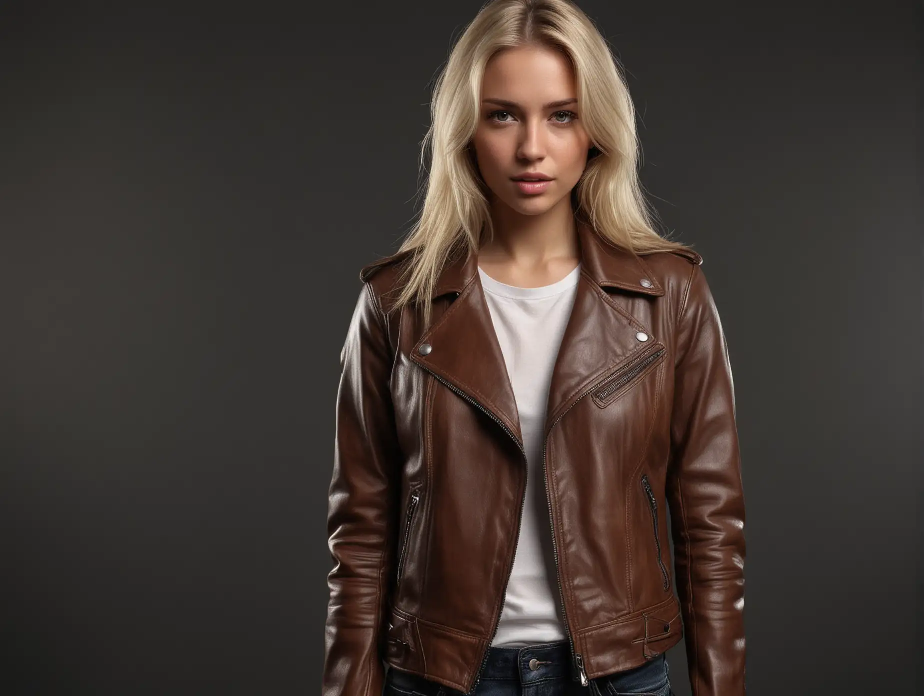 Serious-Portrait-of-a-Model-in-Brown-Leather-Jacket-and-White-Shirt