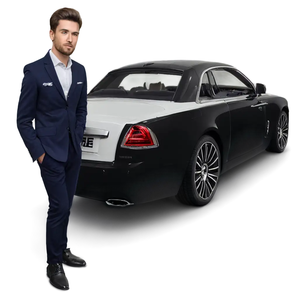 PNG-Image-Stylish-Boy-Standing-in-Front-of-a-RollsRoyce