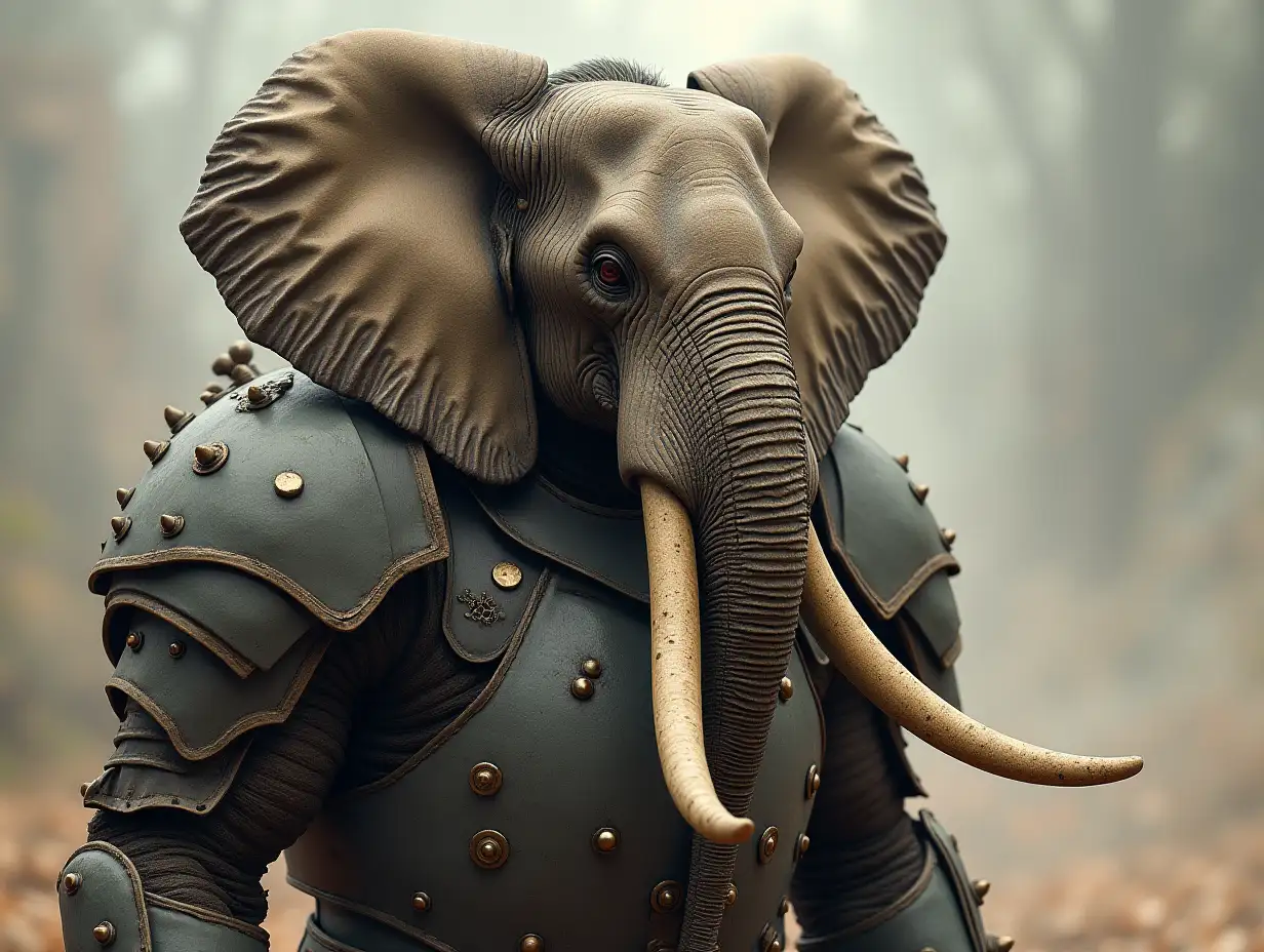 a mixture of Man with elephant trunk and armor