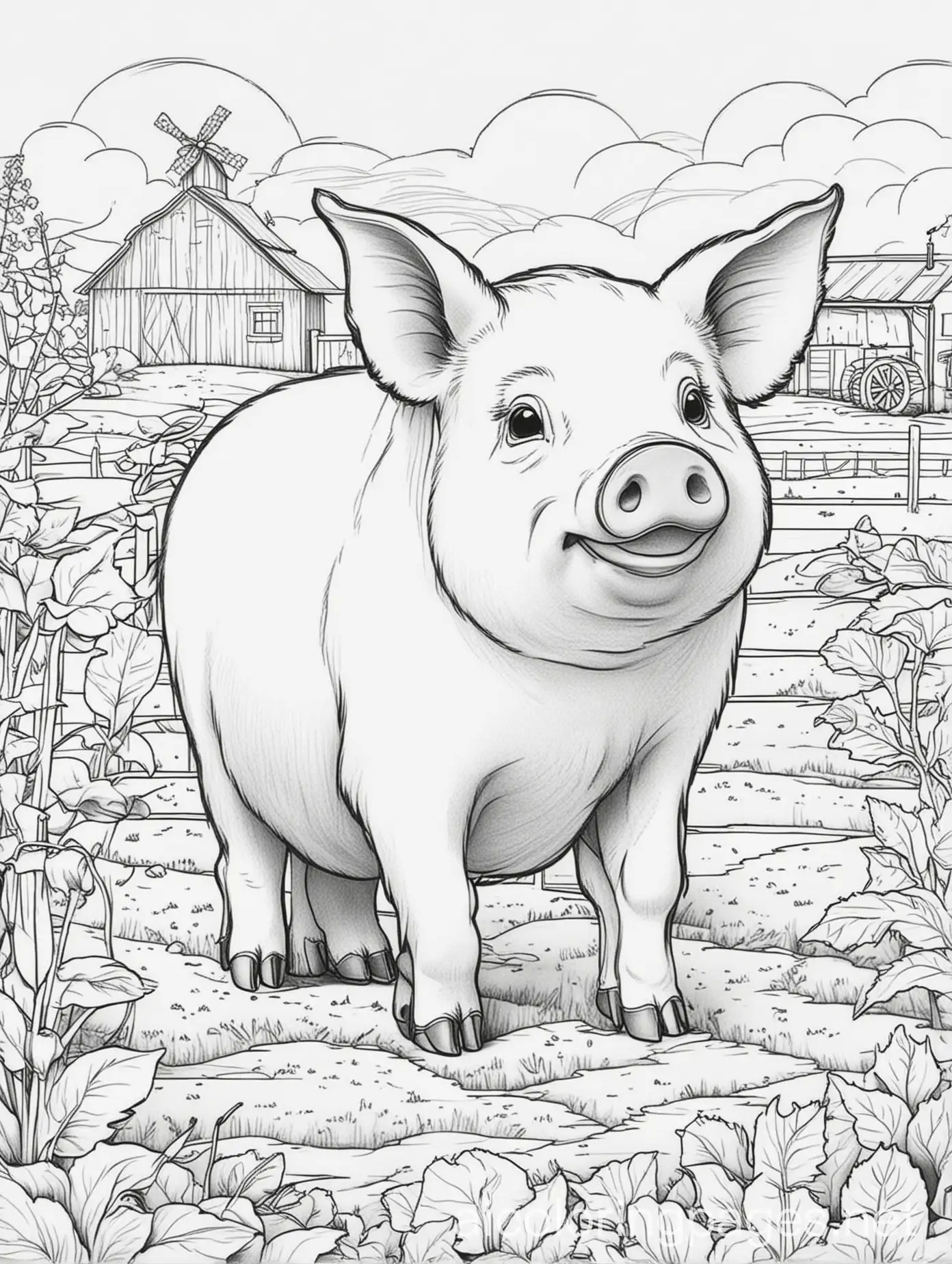 Simple-Black-and-White-Pig-Coloring-Page-for-Kids