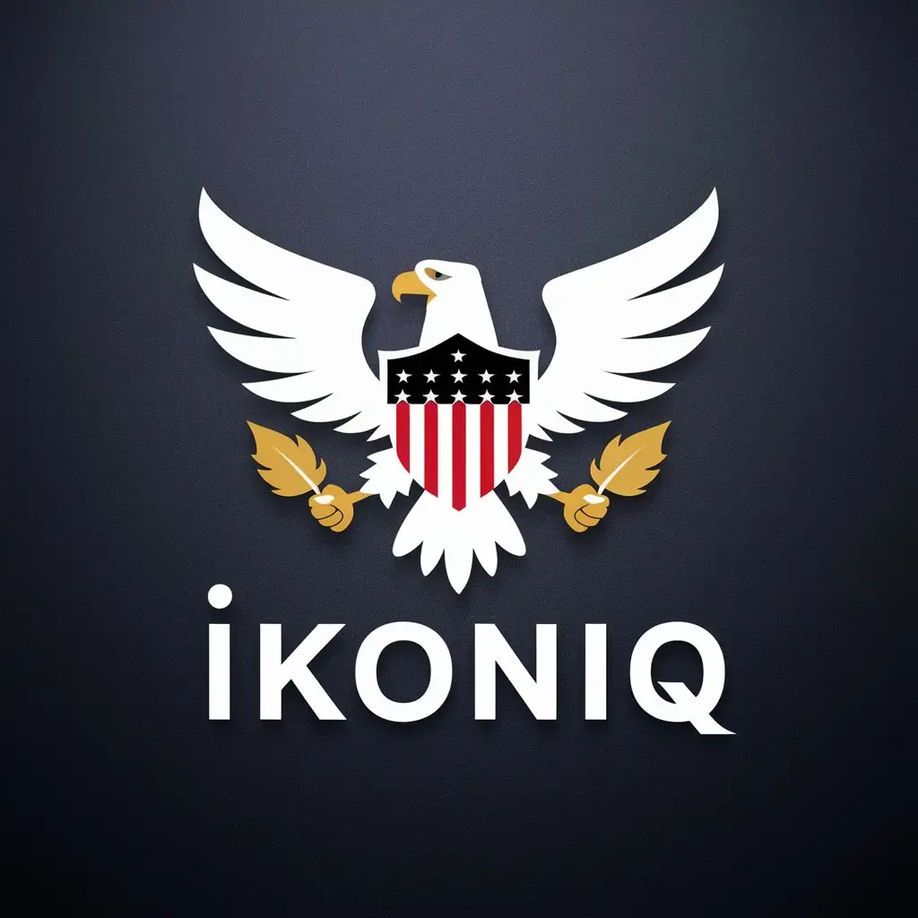 LOGO Design For Ikoniq Minimalistic Vector Logo with Eagle and American Shield