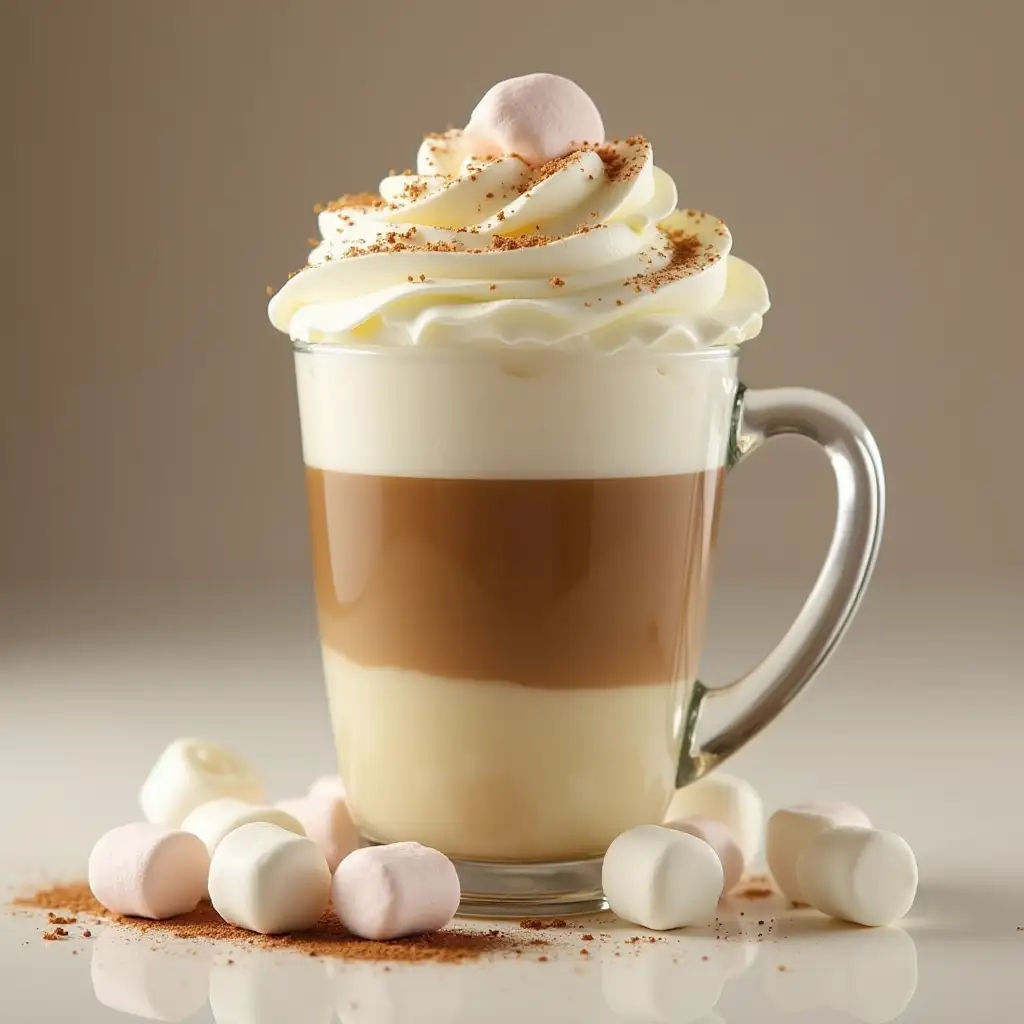 Cappuccino-Coffee-Cup-with-Marshmallows-and-White-Chocolate