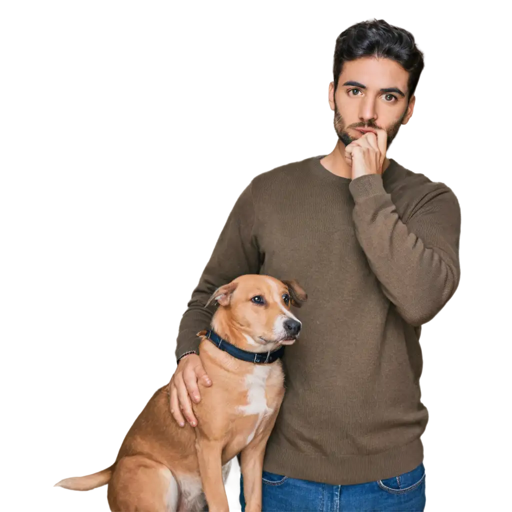 Doubtful-Dog-PNG-Thoughtful-Canine-with-Hand-on-Chin