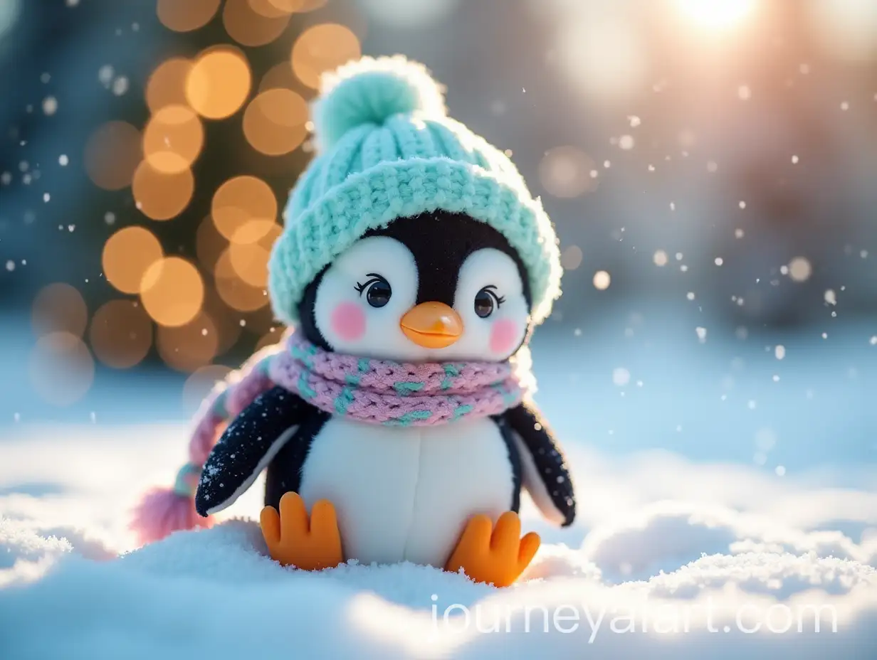 Adorable-Plush-Penguin-in-Winter-Wonderland