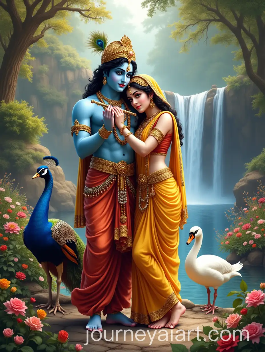 Radha-and-Krishna-in-a-Divine-Garden-with-Spiritual-Connection