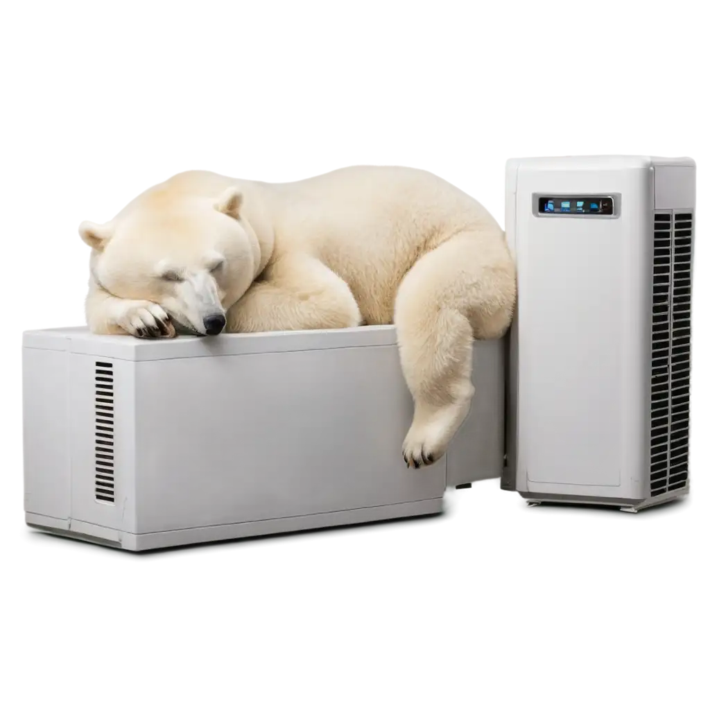 White-Winter-Bear-Sleeping-on-Air-Conditioner-PNG-HighQuality-Transparent-Image-for-Versatile-Use