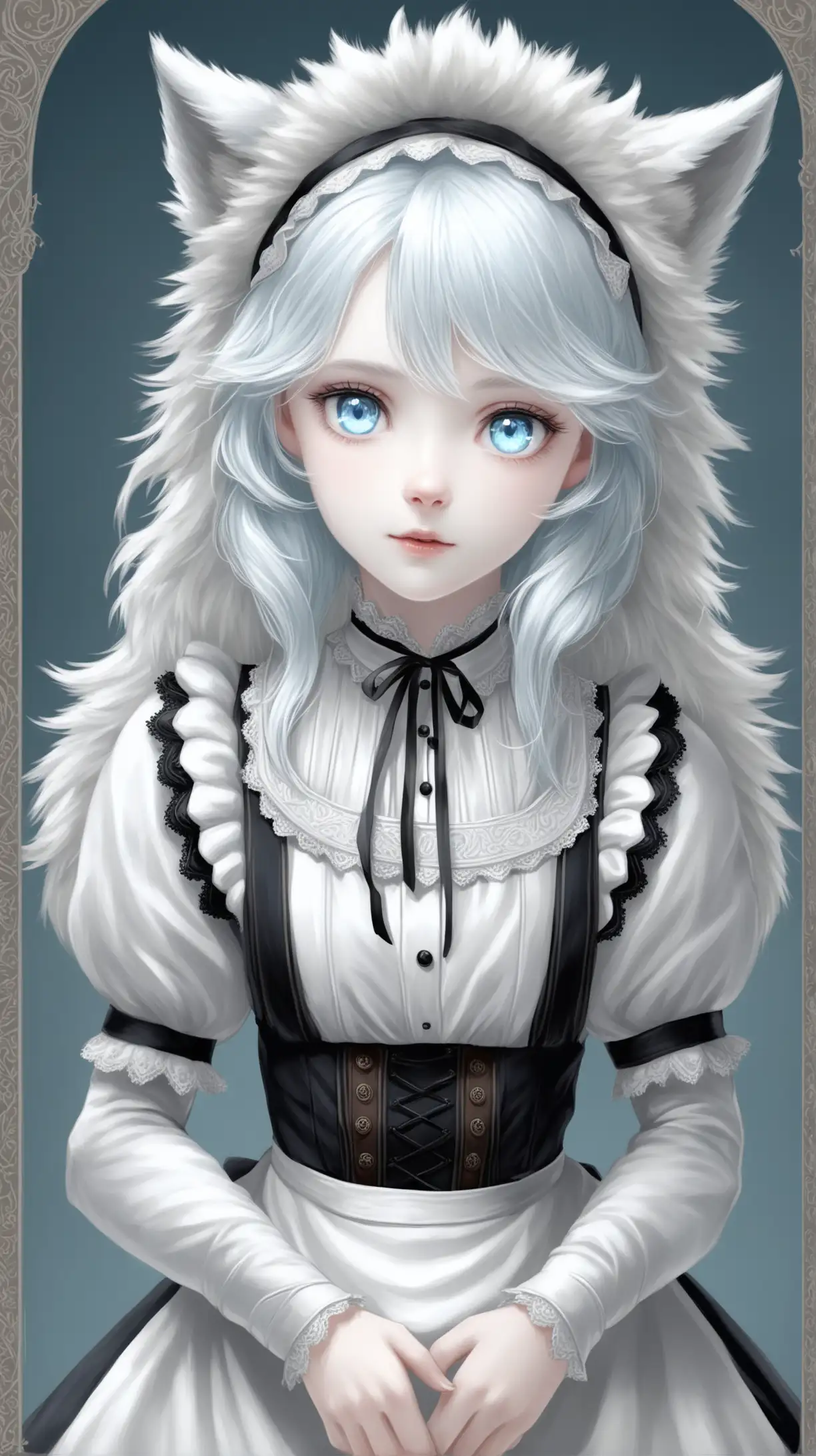 Edwardian Maid with White Hair and VikingInspired Attire