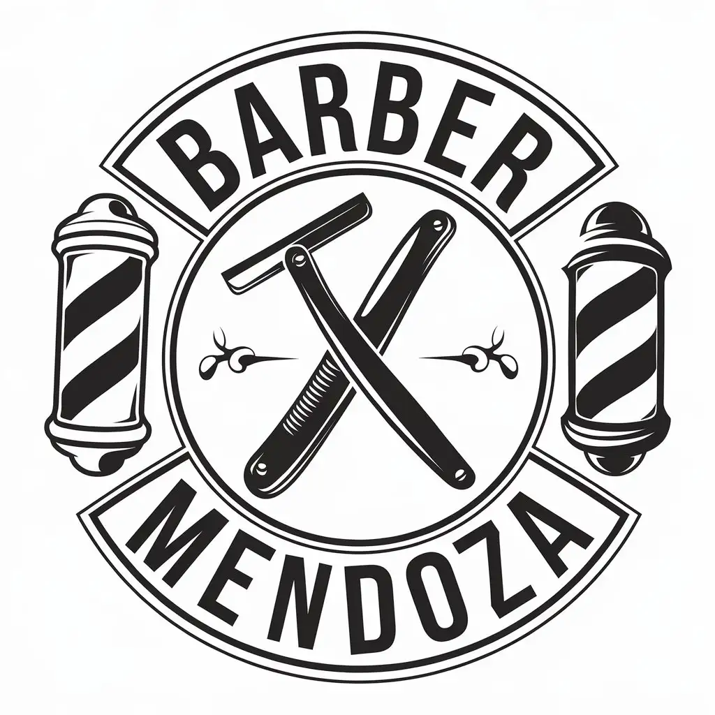 LOGO-Design-for-Barber-Mendoza-Barber-Shop-Machine-and-Razor-Theme