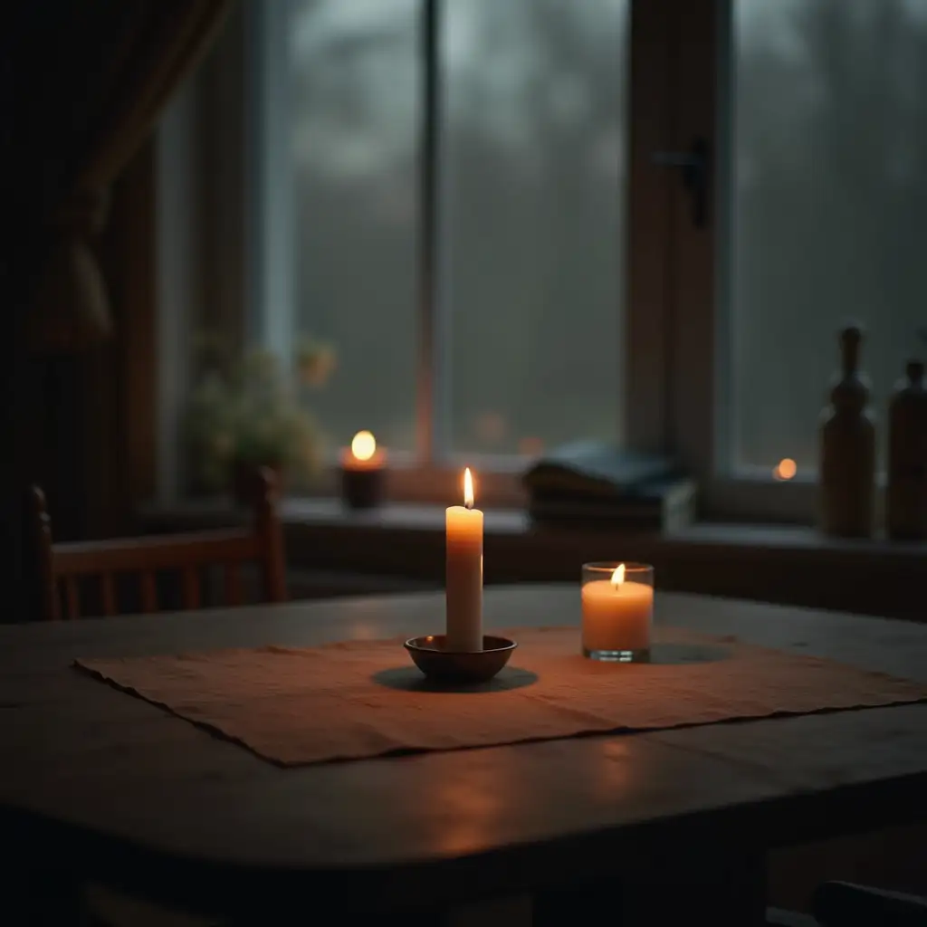 In the silence on the table, a candle And your eyes, like lakes.