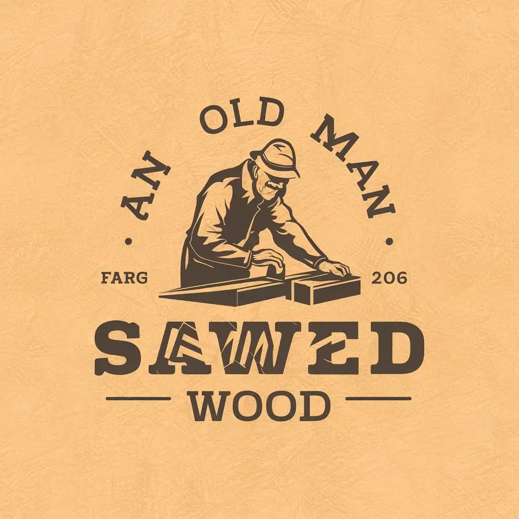 a vector logo design,with the text "An old man sawed wood", main symbol:An old man sawed wood,Minimalistic,be used in Construction industry,clear background