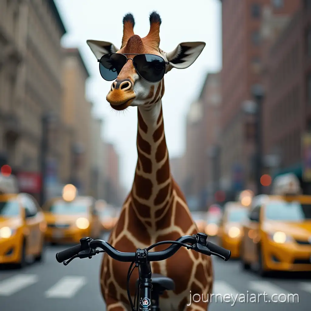 Stylish-Giraffe-Riding-a-Black-Bicycle-Through-Busy-New-York-City-Streets