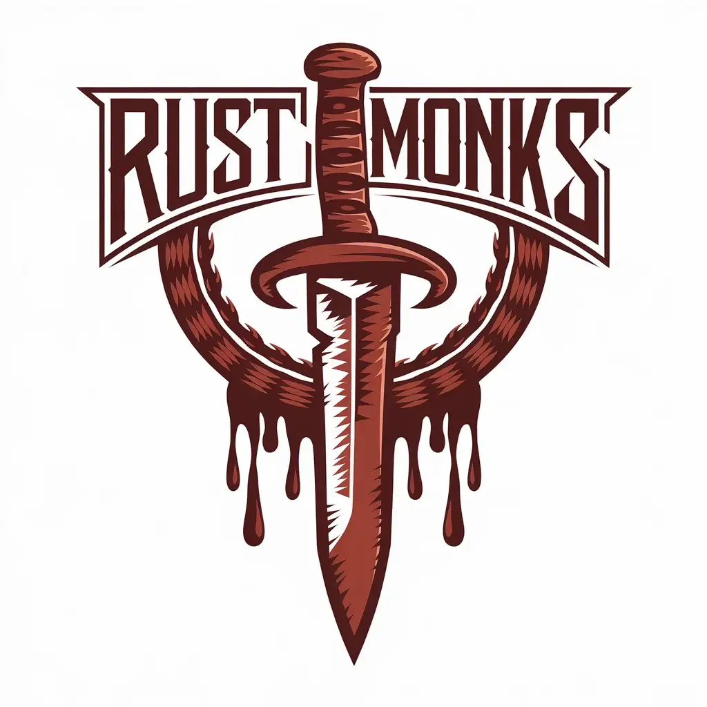 LOGO Design For Rust Monks Rust Knife in Blooded Belt Symbol for Religious Industry