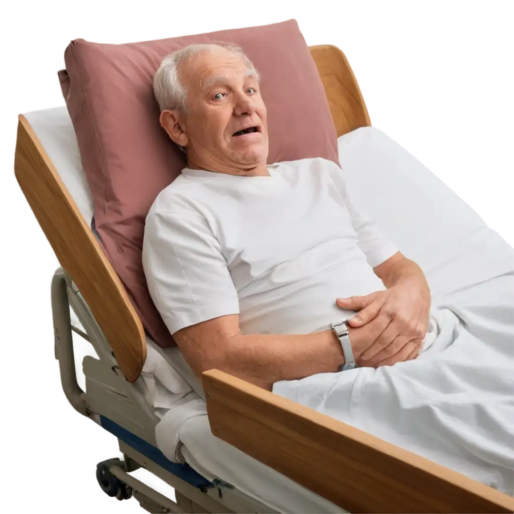 Emotive-PNG-Image-of-an-Elderly-Man-in-a-Hospital-Bed-Capturing-Vulnerability-and-Resilience