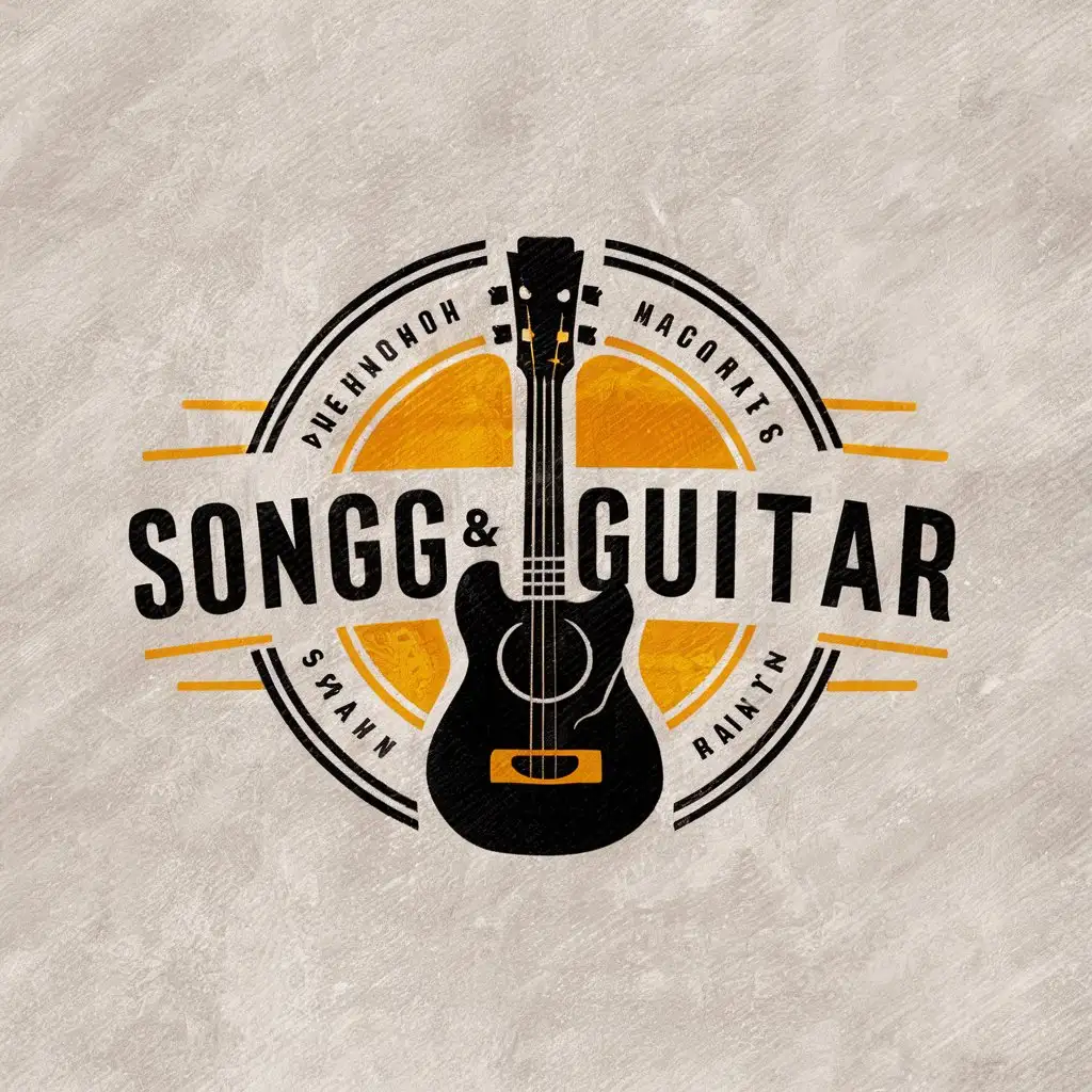 LOGO Design For SongGuitar Black and Yellow Vector Logo with Clear Background