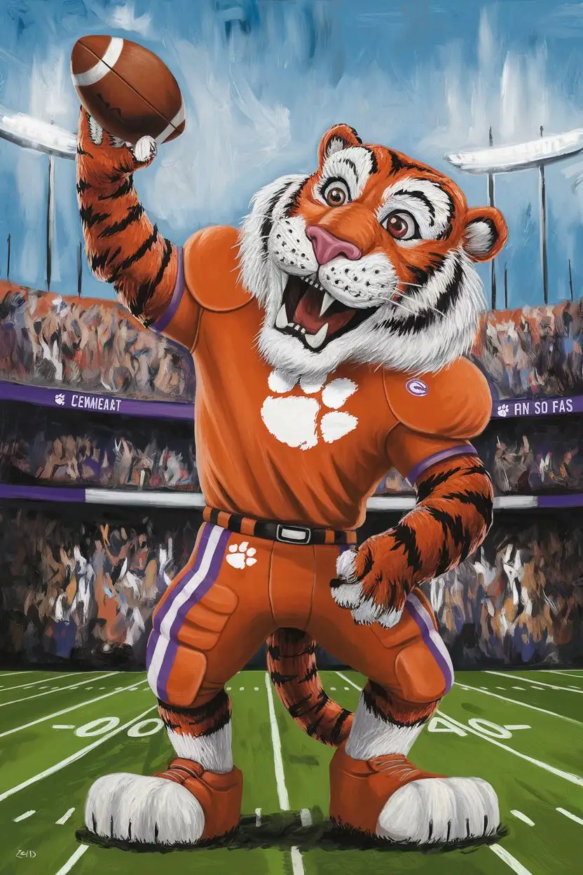 CAI-Image-Prompt-Expansionlemson-Mascot-Spiking-a-Football-in-Orange-Jersey-with-Purple-Trim