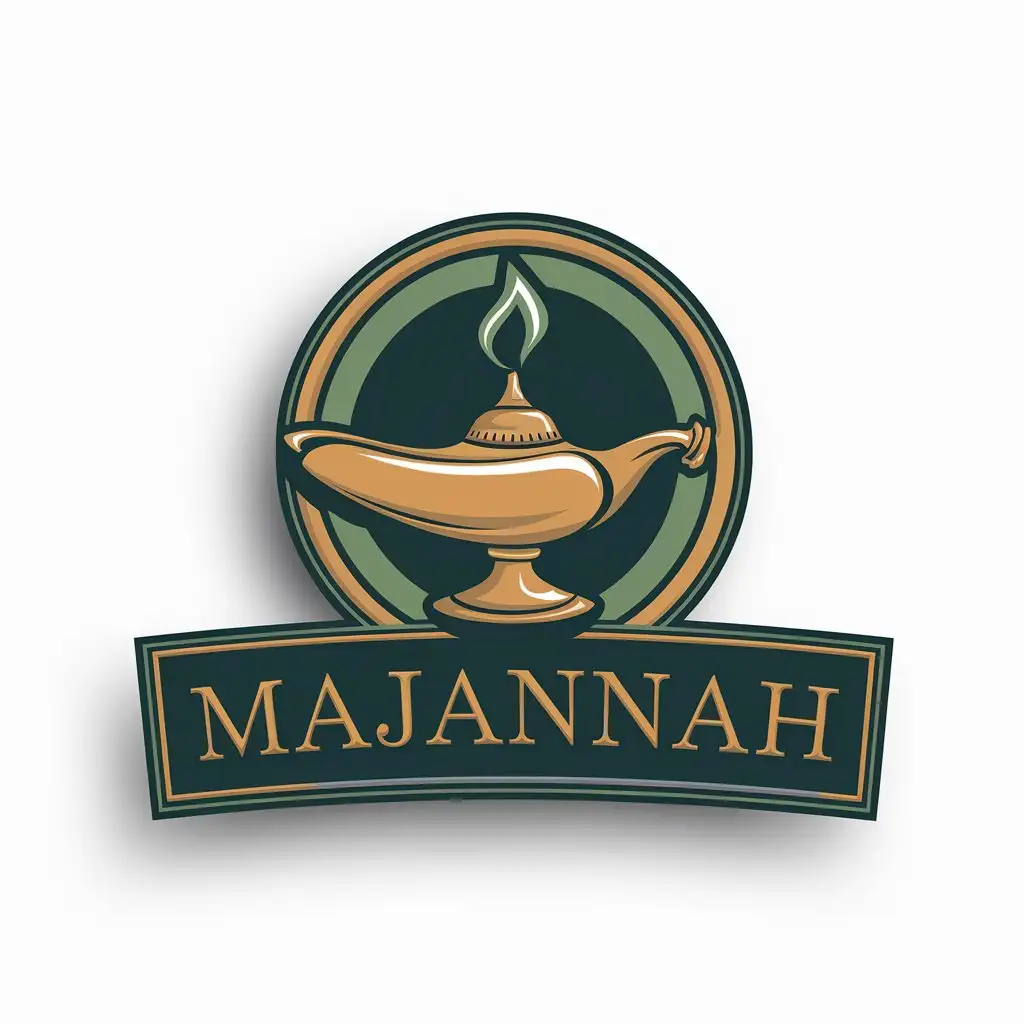 LOGO Design For Majannah Green Gold with Arabic Market Heritage Theme