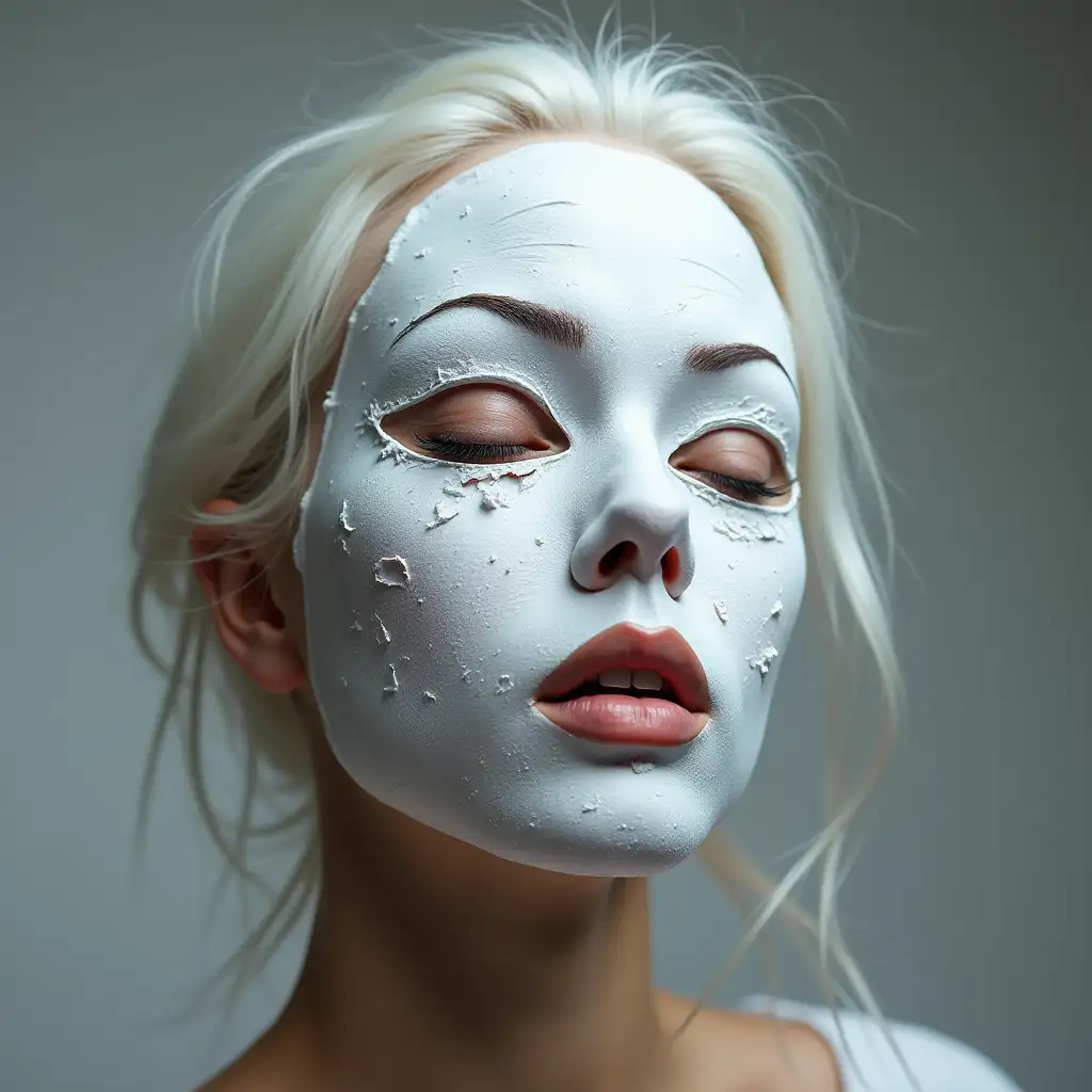 White-Plaster-Mask-Cracking-and-Breaking-on-a-Face