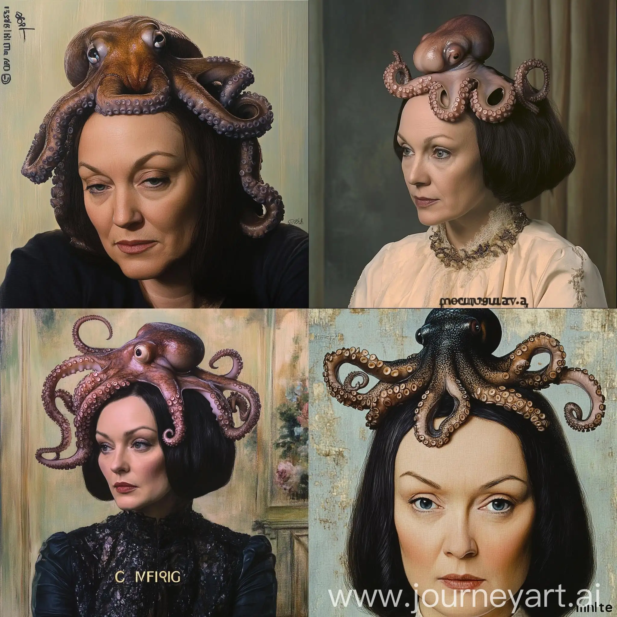 Octopus-Sitting-on-Womans-Head