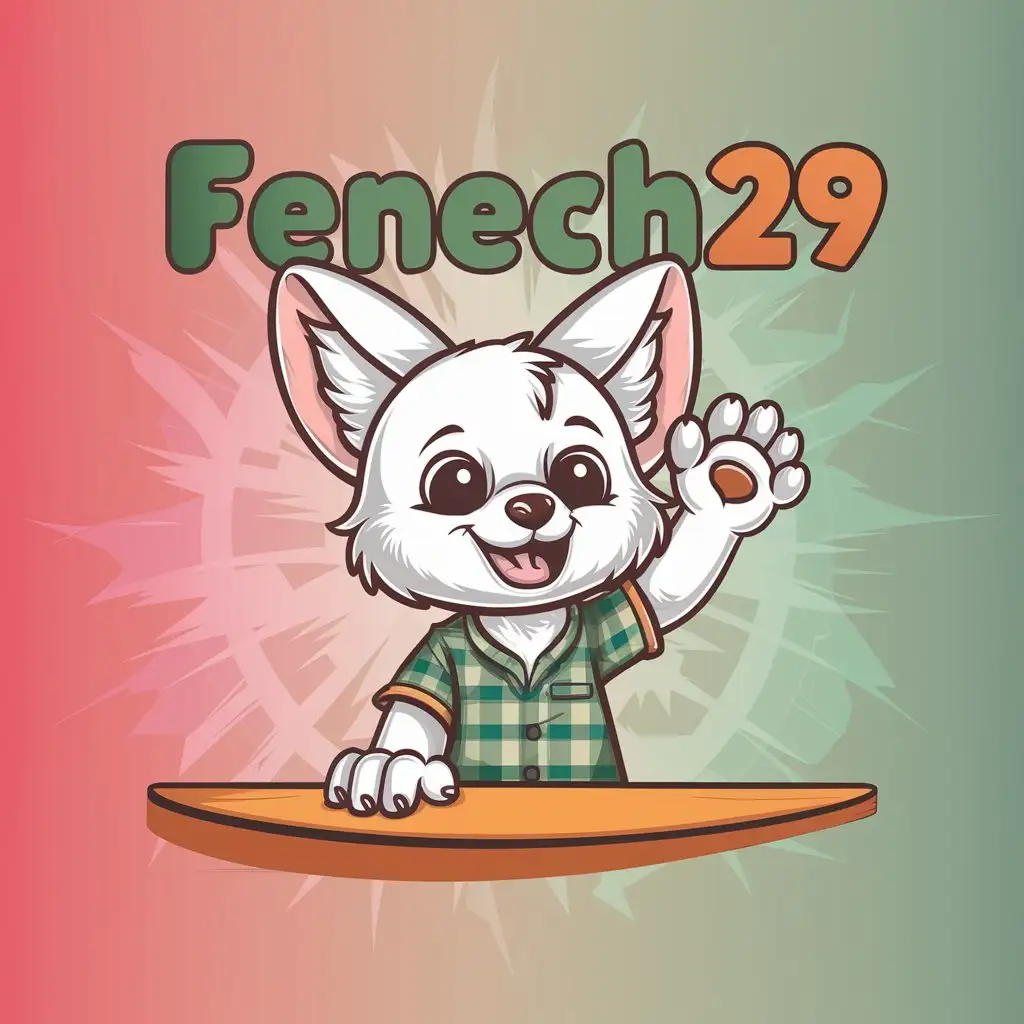 LOGO Design For FENECH29 Cartoon Fennec Fox Character in Desert White with Joyful Gesture