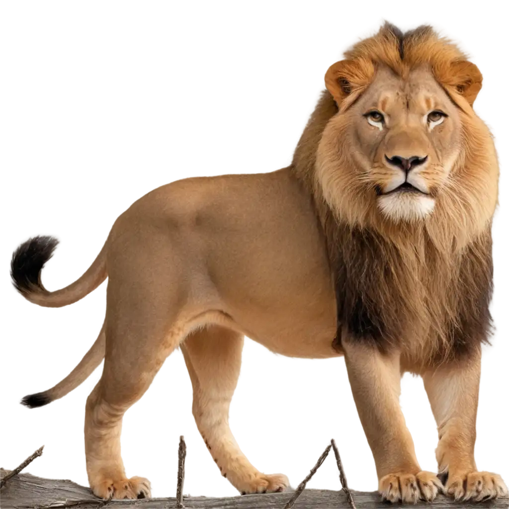 Graceful-Lion-in-Front-of-a-Fence-PNG-Image-Ideal-for-HighQuality-Wildlife-Illustrations