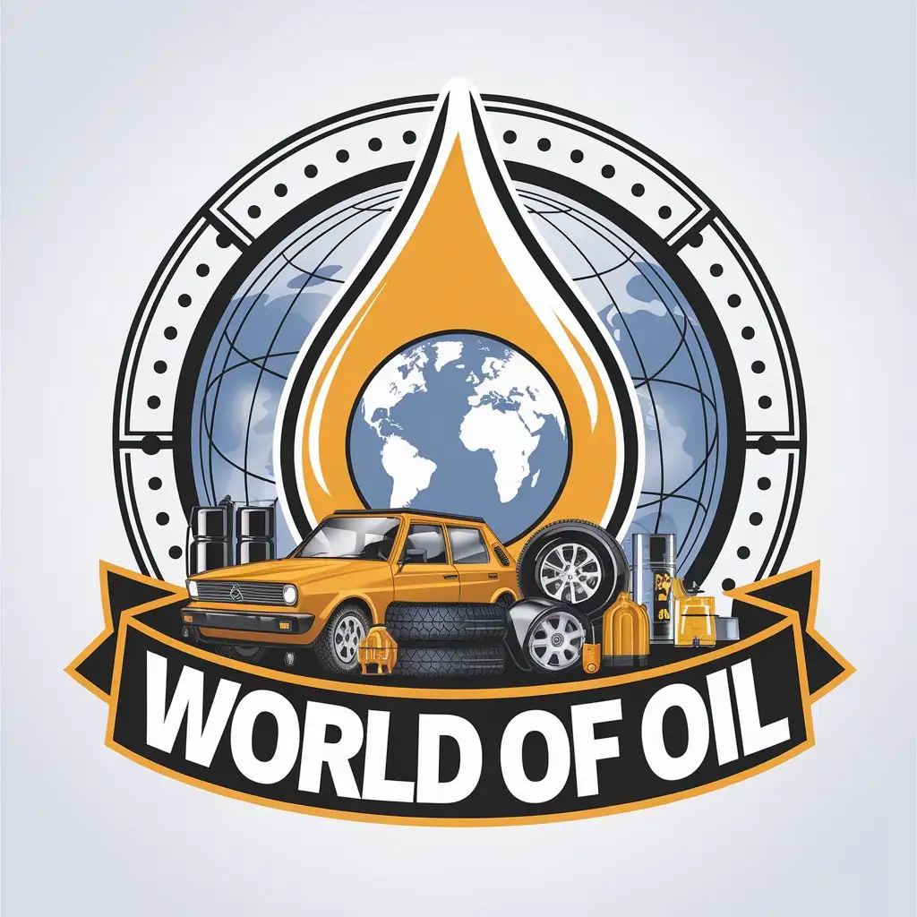 LOGO Design For World of Oil Automotive Industry Emblem with Earth and Oil Elements