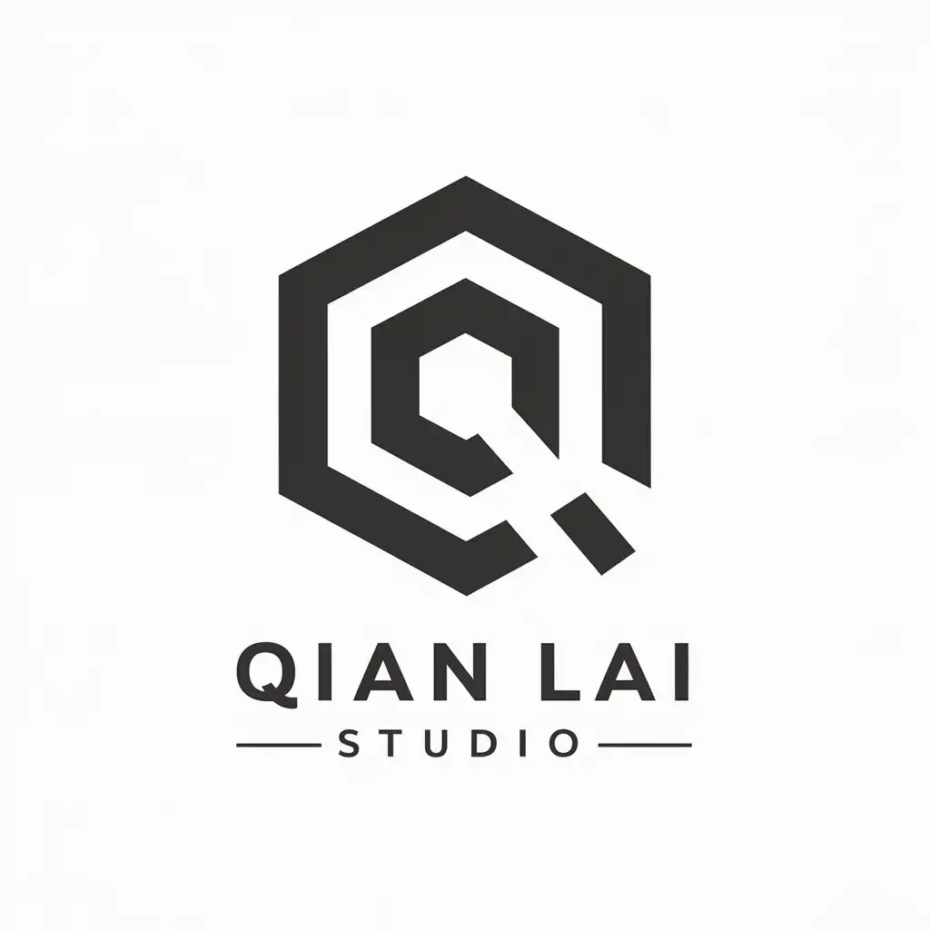 a vector logo design,with the text "Qian lai studio", main symbol:Qian Qian,complex,be used in Internet industry,clear background