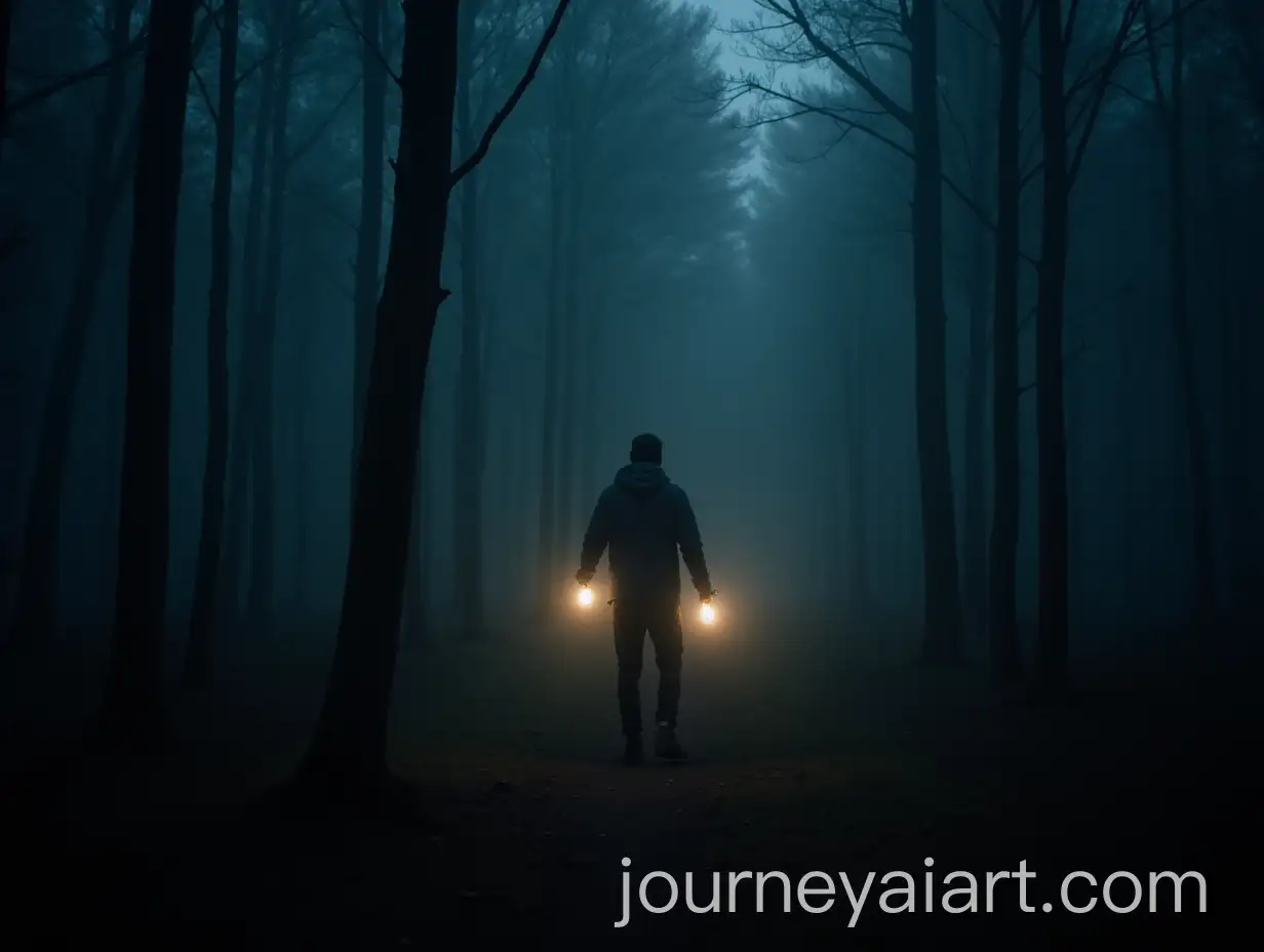Person-in-Foggy-Forest-with-Lanterns-and-Dark-Atmosphere