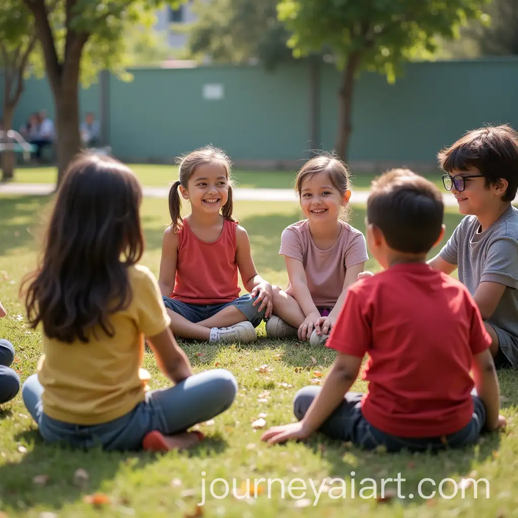 Group-of-Happy-Children-Sitting-in-a-Circle-in-a-School-Yard