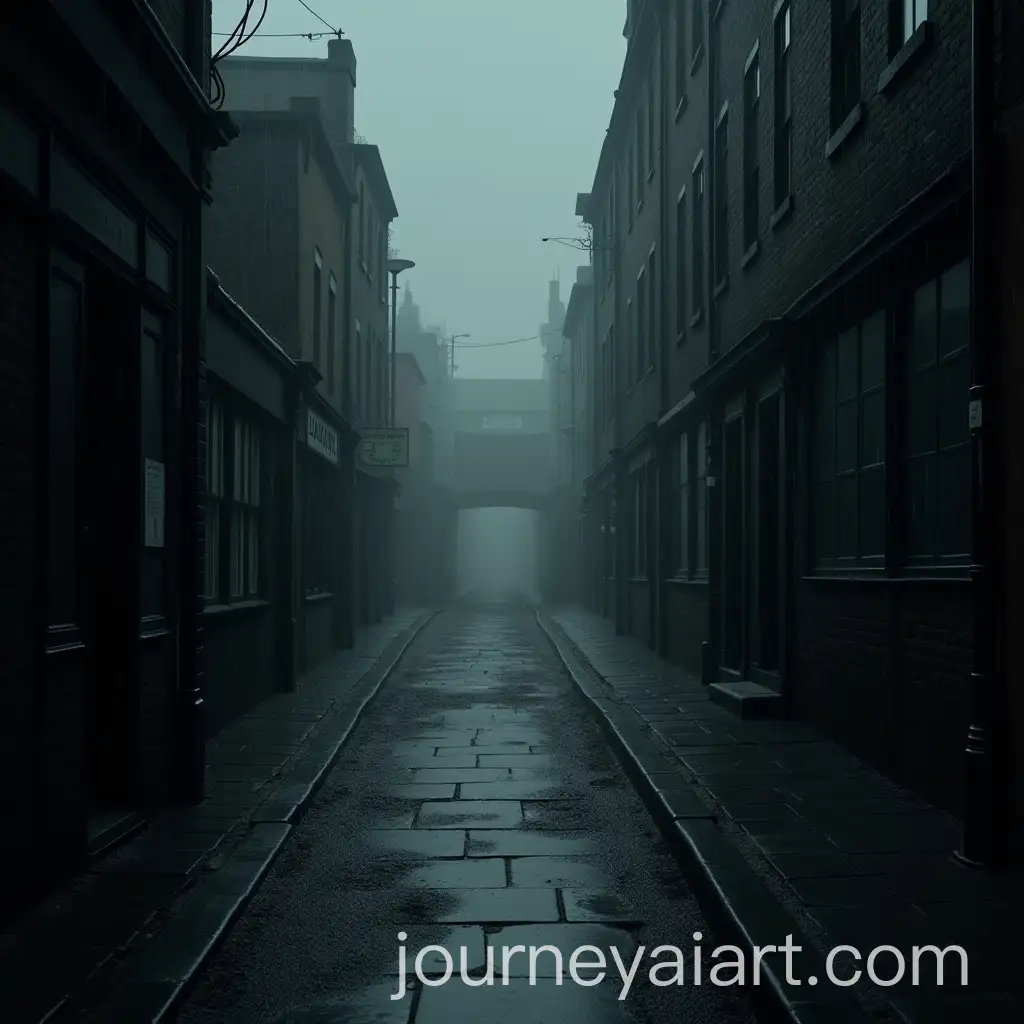 Steampunk-London-Street-in-Rain-with-Stone-Walls-and-Dark-Atmosphere