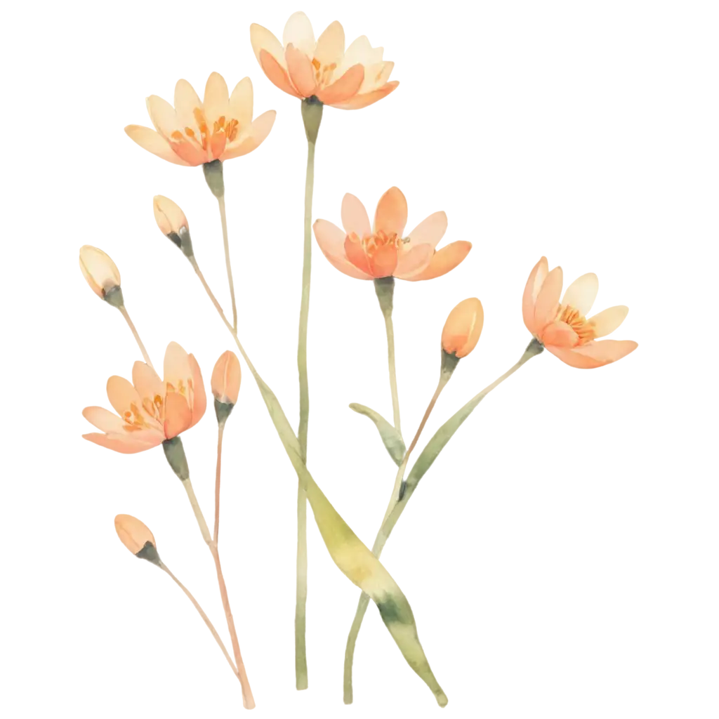 PeachColored-Wildflowers-Watercolor-PNG-Exquisite-Floral-Artwork-for-Digital-and-Print-Media