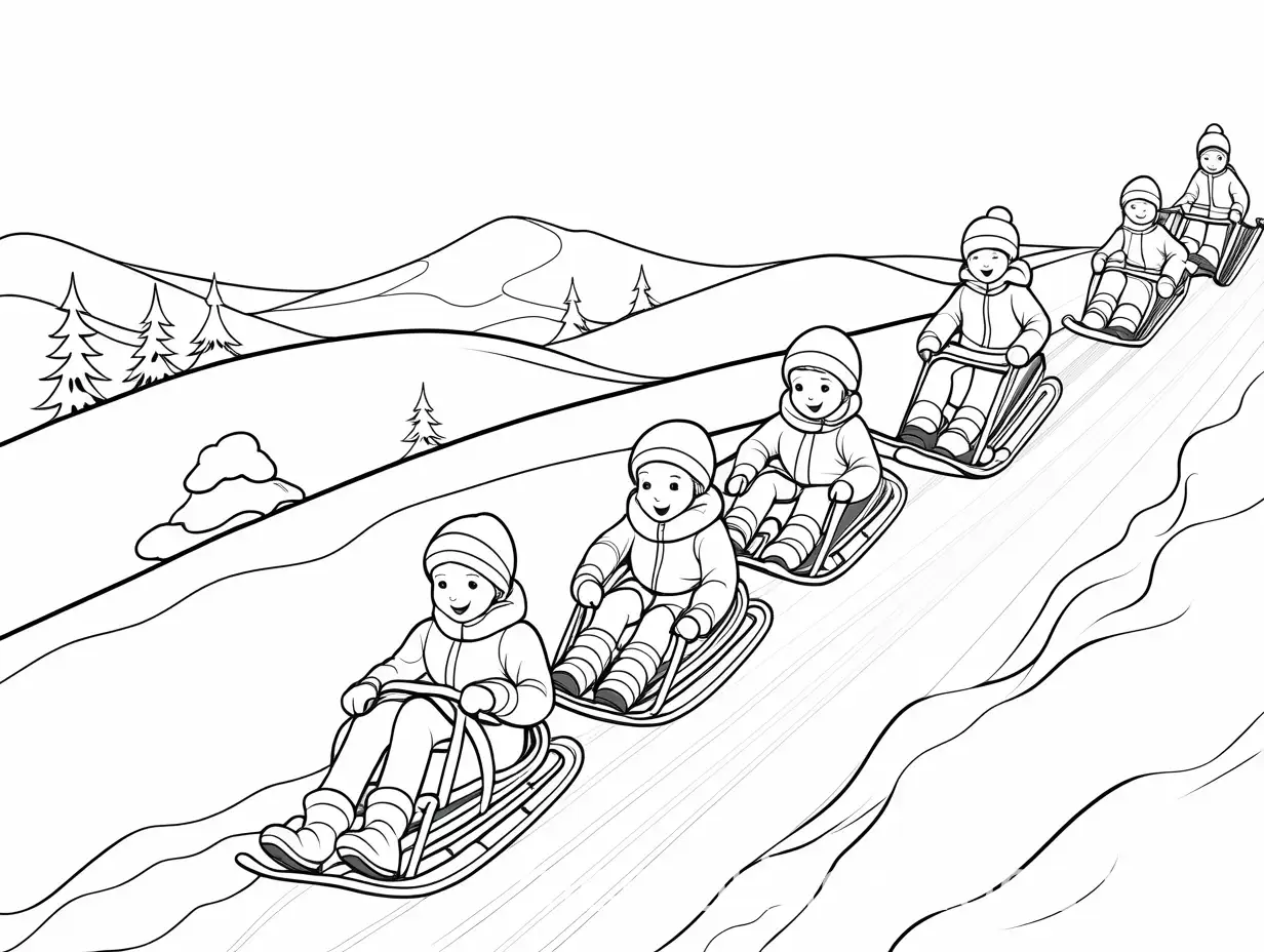 Children-in-Wheelchair-Sledding-Down-Snowy-Hill-Coloring-Page