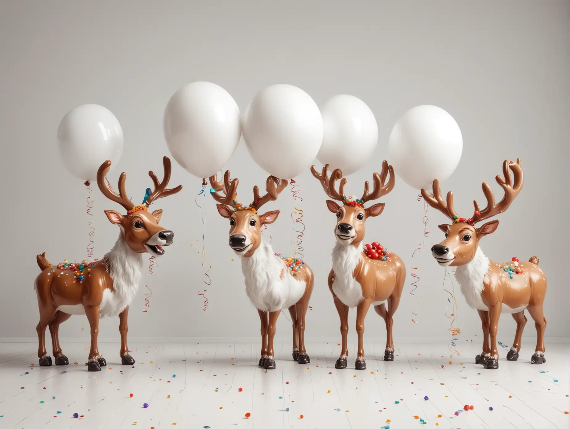 Cartoon Reindeers Birthday Party with Floating Balloons