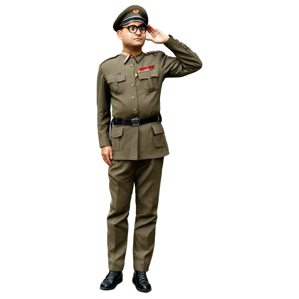 Netaji-Subhas-Chandra-Bose-Saluting-the-Indian-Flag-PNG-Image-High-Quality-and-Clear-Representation