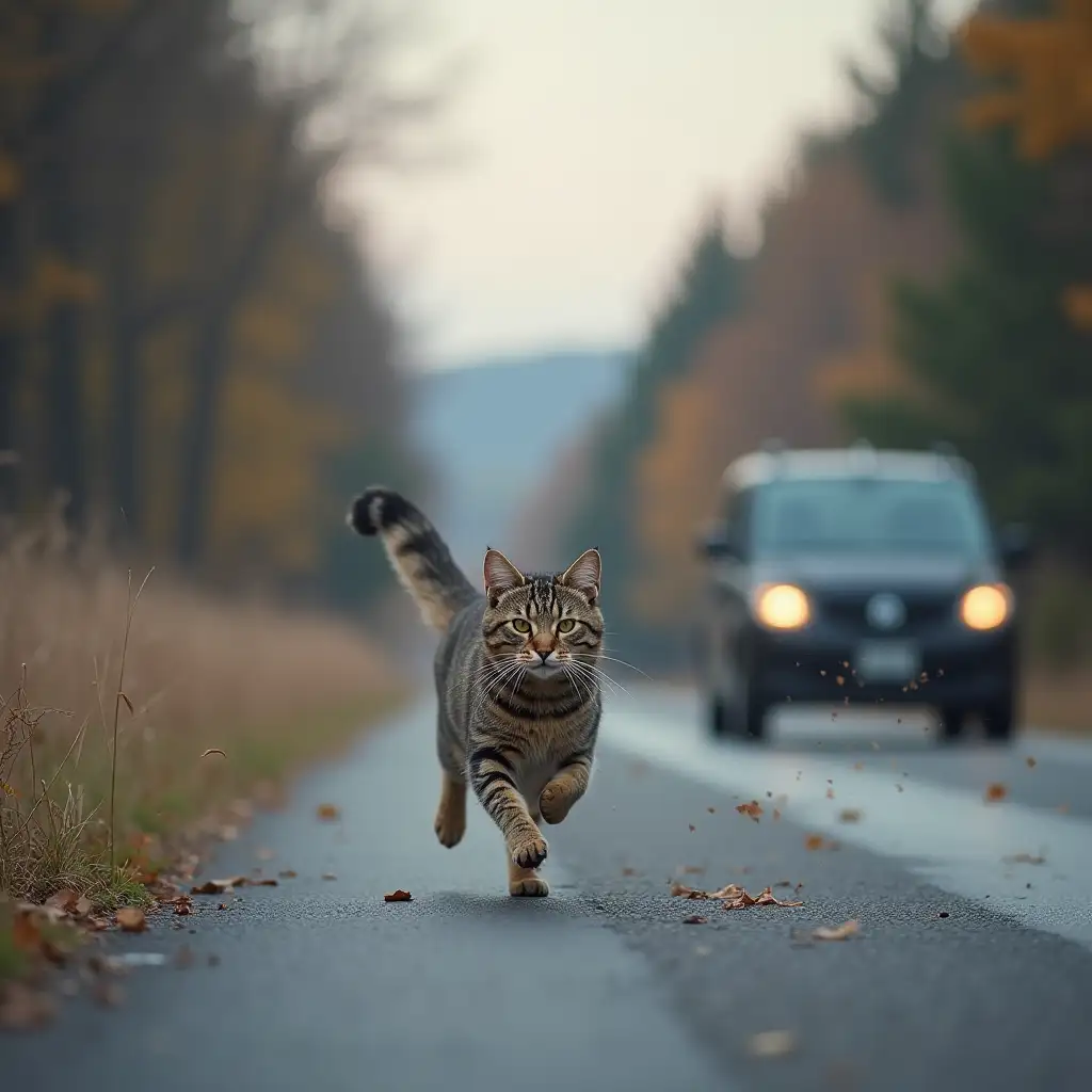 A cat ran onto the road and there was an accident