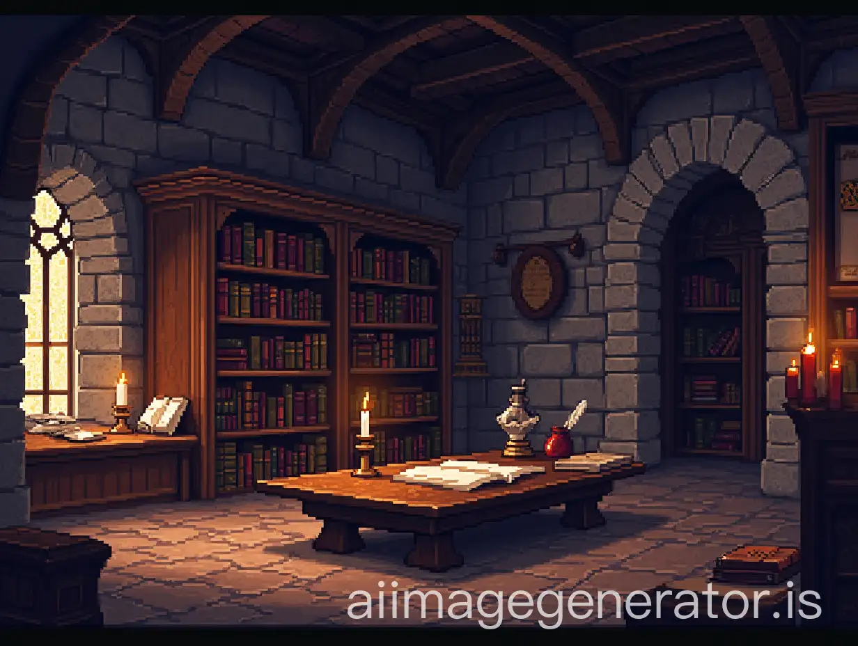 Medieval-Library-Inside-a-Castle-with-Ancient-Scrolls-and-Candlelight