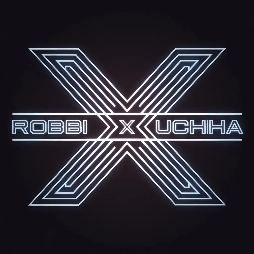 LOGO Design for Robbi X Uchiha Black and Bright Blue Vector Logo for Technology Industry