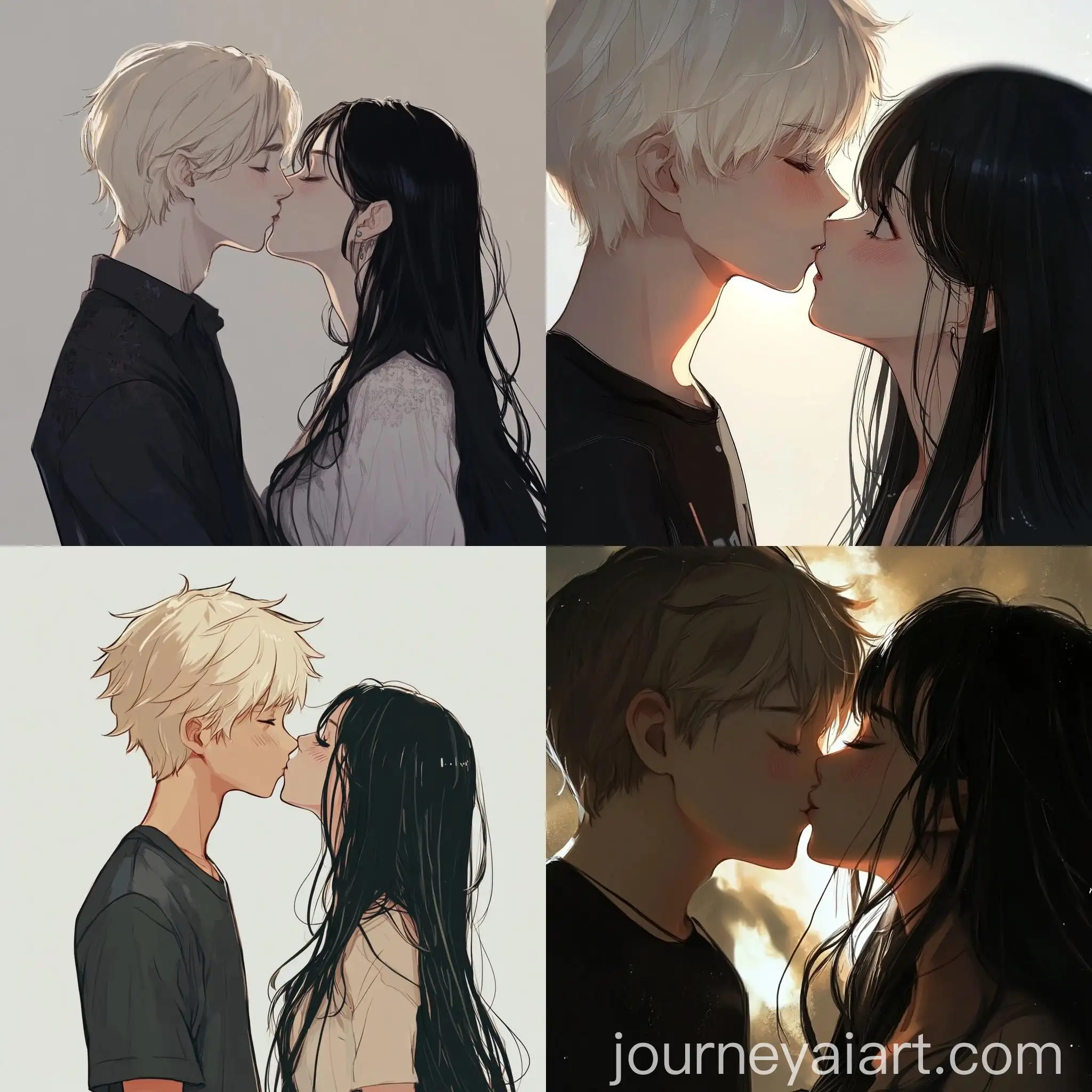 Children-Kissing-in-Anime-Style-Blonde-Boy-and-LongHaired-Girl