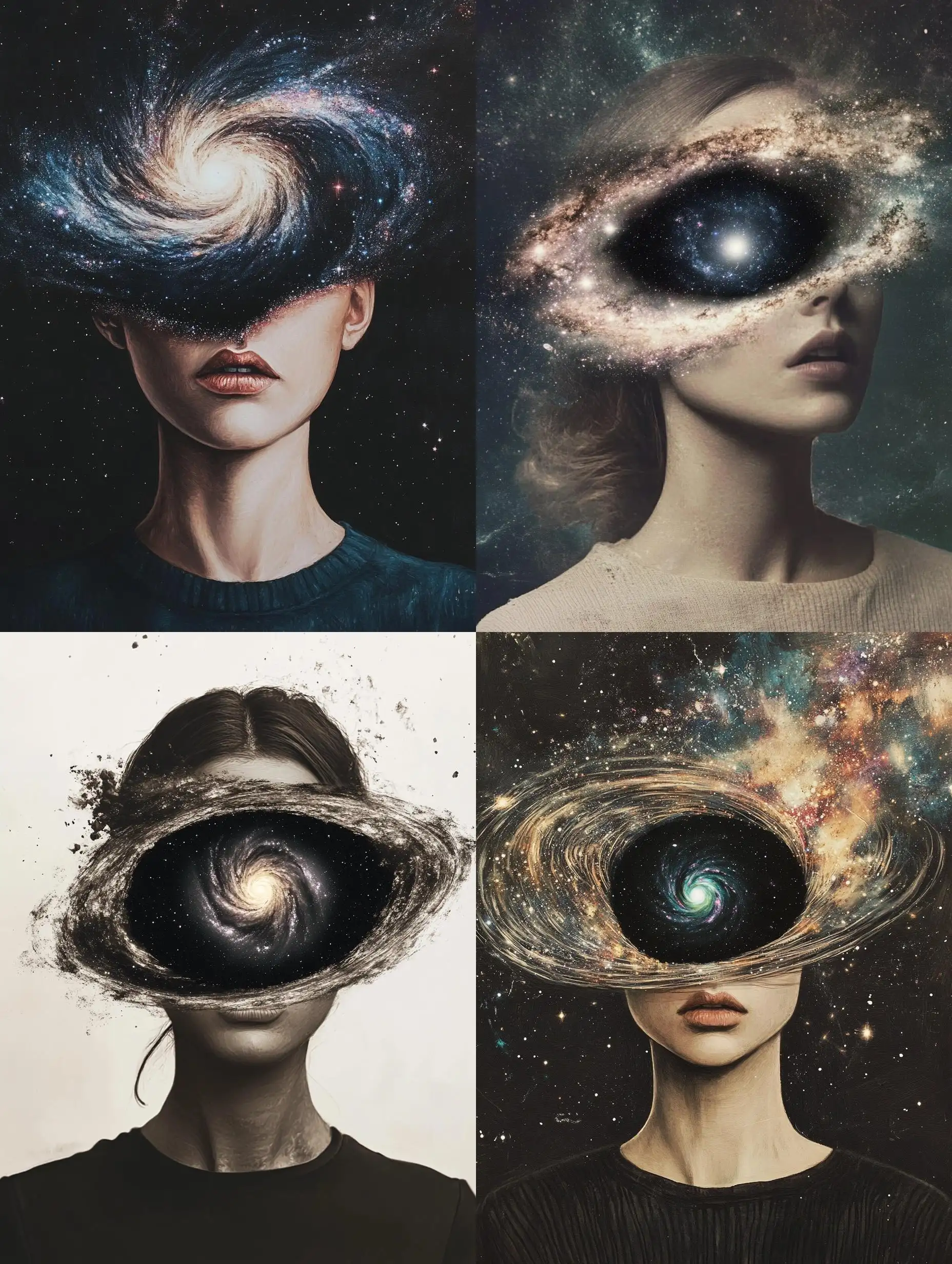 Female-Portrait-with-Black-Hole-and-Galaxy-in-Forehead-Surreal-Artwork