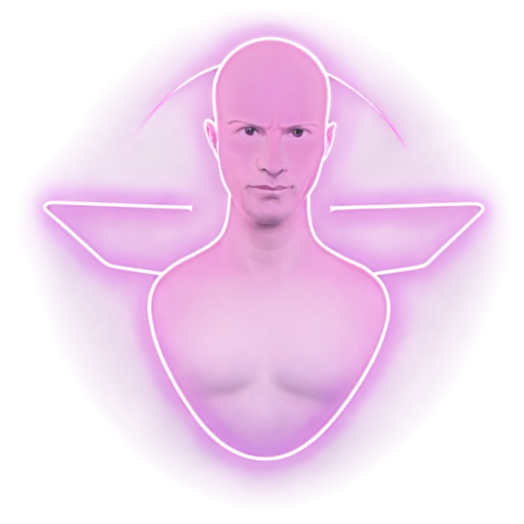 PNG-Fan-Club-Badge-Fusion-of-Bald-Man-in-Neon-Micro-Details