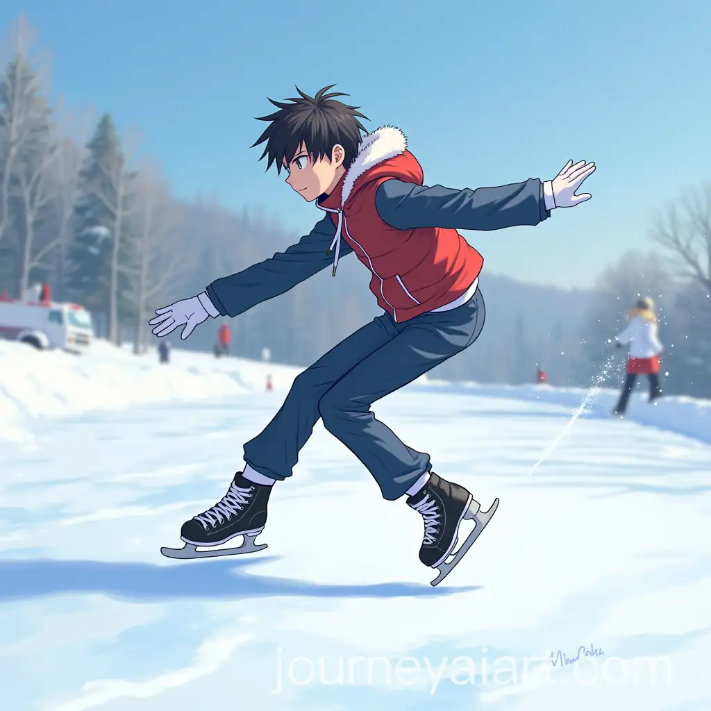 Anime-Boy-Ice-Skating-in-a-Winter-Wonderland