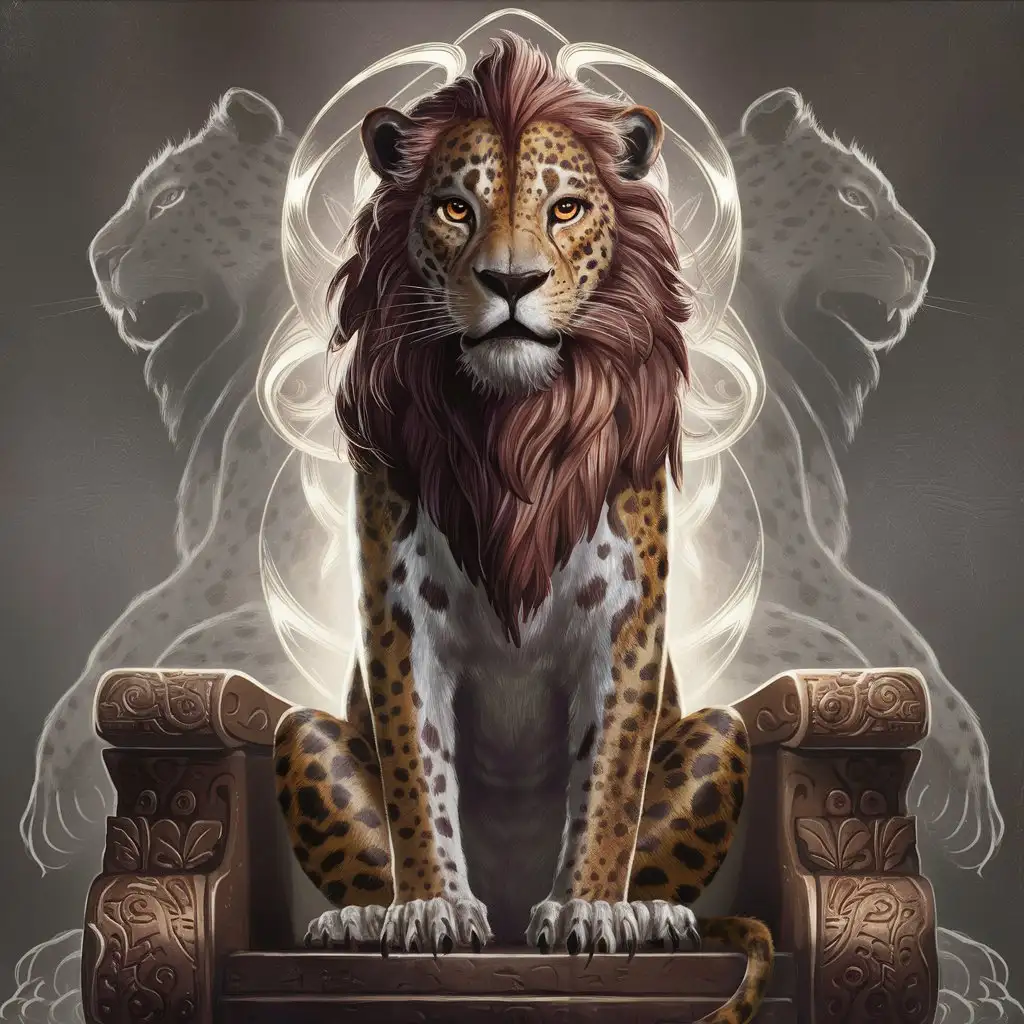 Regal LionJaguar Hybrid Sitting Pose on Transparent Background