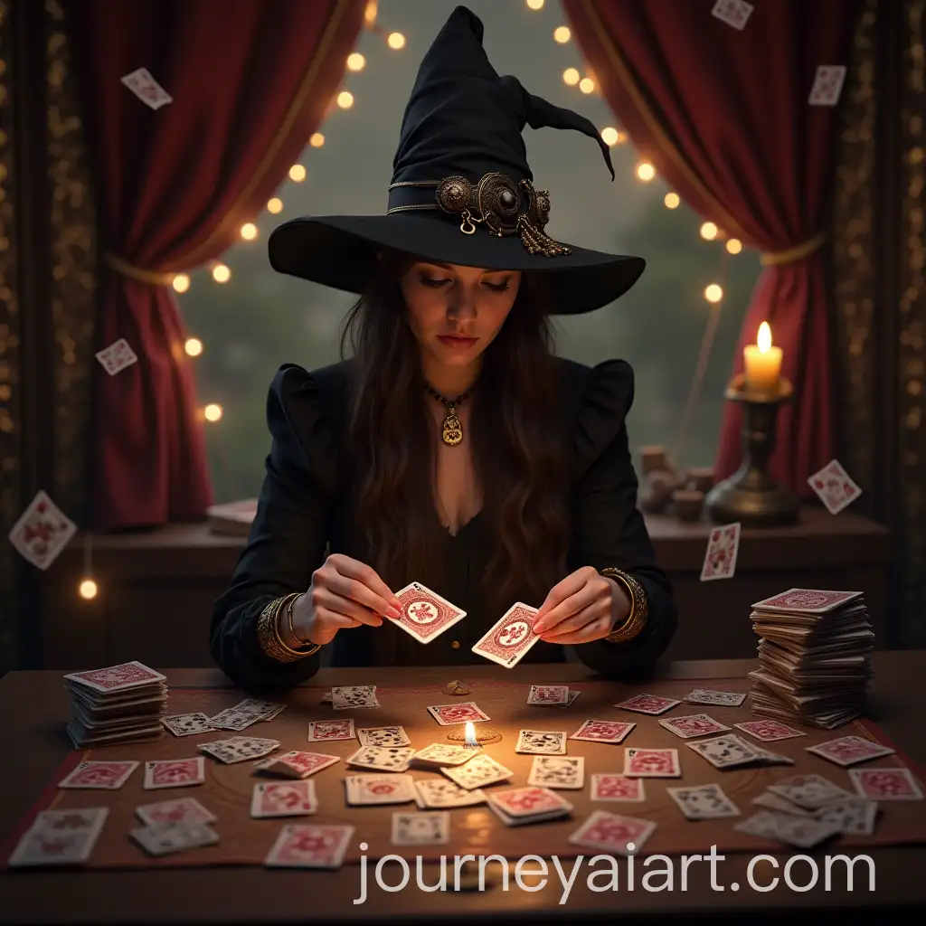 Female-Fortune-Teller-Casting-Spells-with-Cards-in-Enchanted-Tent
